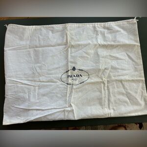Prada Extra Large White Cotton Flannel Drawstring Dust Bag